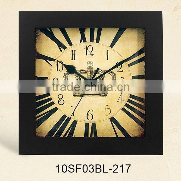 2016 MDF design square wood wall clock (10SF03BL-217)