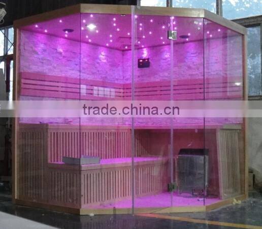 2016 Long Bench 6 person Finnish Steam Sauna for Relaxing (CE/RoHS)