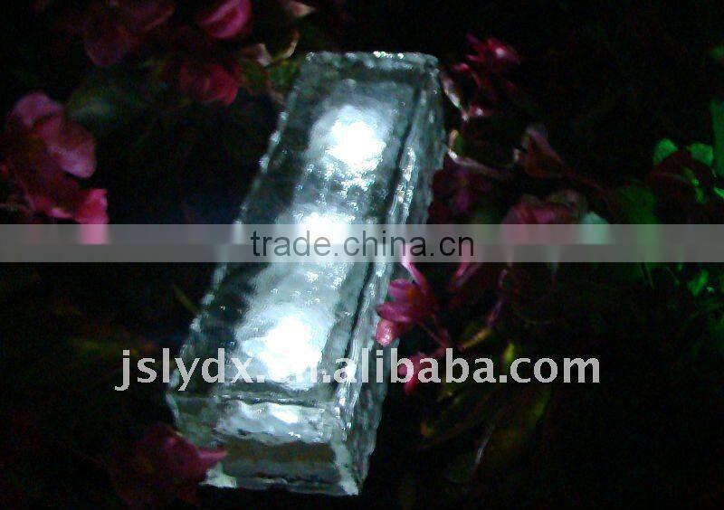 Hot !!! LED solar ice glass brick light