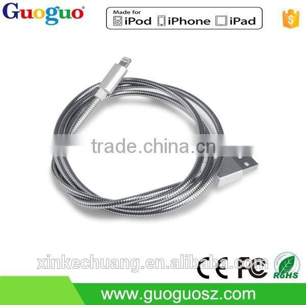 Promotion high speed 1M metal braided tranfer data mfi usb cable for iphone