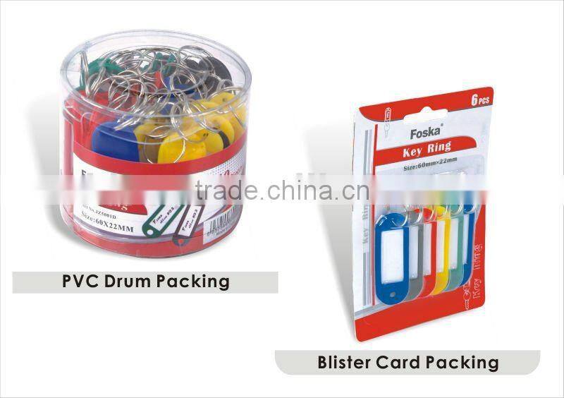 Good Quality Solid Color PP Hard with Name Card Key Ring/Key Tag