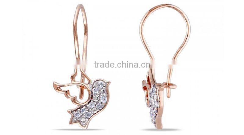 silver earring settings 925 silver Peace Dove earrings cute animal silver earrings