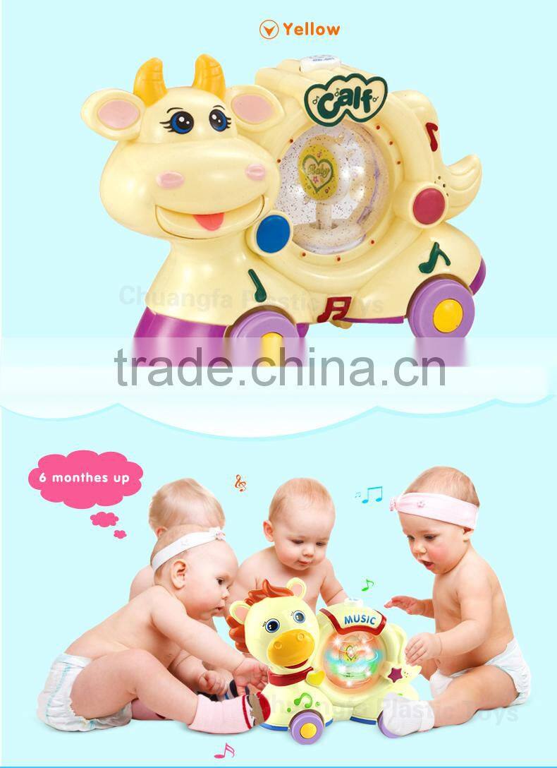 ABS plastic music calf toys with light box packing toys for kid