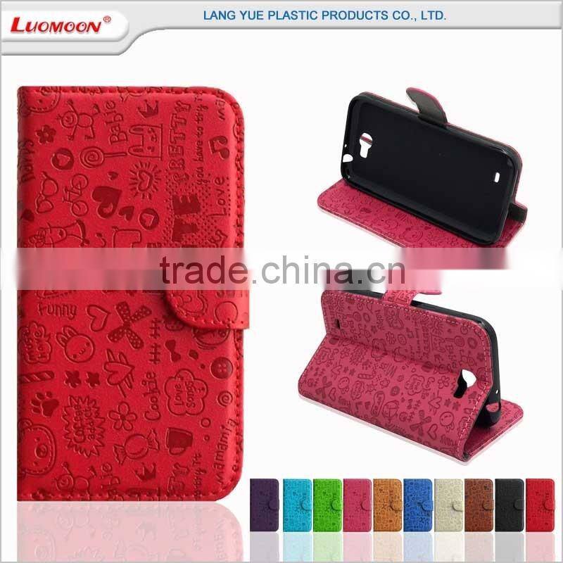 folio opening design wholesales cellphone leather case for huawei 3C/G740 P7 G730 G610 G630