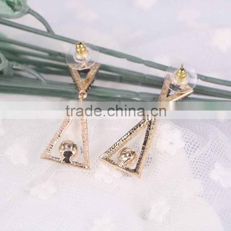 Natural Pearl Jewelry Stud Earrings Druzy Pave Crystal, Fashion Gold Plated Earring