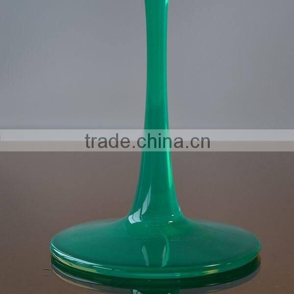 Crystal high quality 16oz wine glass cup with green long stem from Bengbu Cattelan Glassware Factory