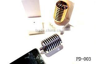 Microphone Style Portable Mini 3.5mm Speaker Loudspeaker Amplifier for iPhone / Samsung / HTC / Nokia - Silver+gold