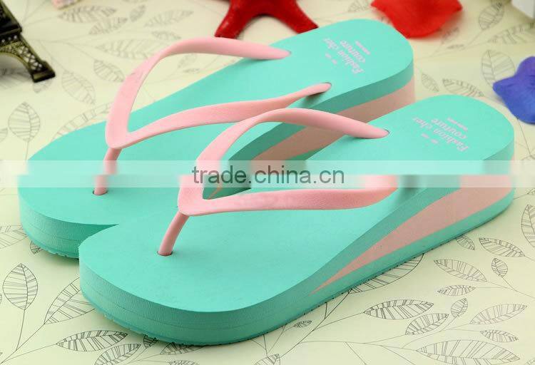 Latest design 2015 summer ladi rubber wedg flip flop