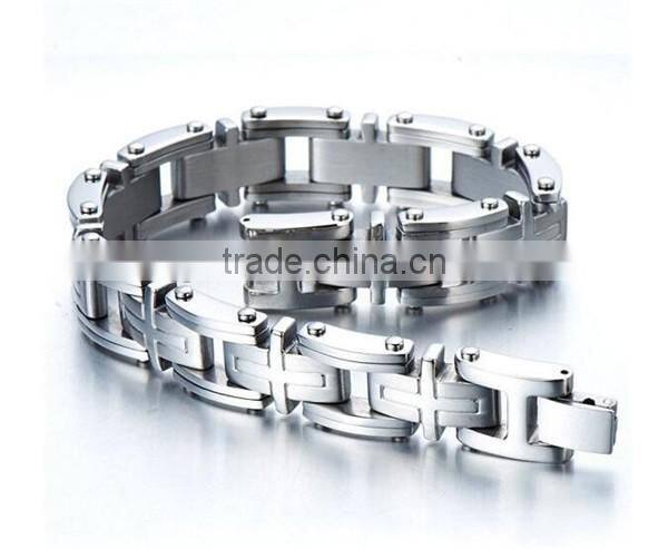 Fashion discount factory titanium silver gents bracelet