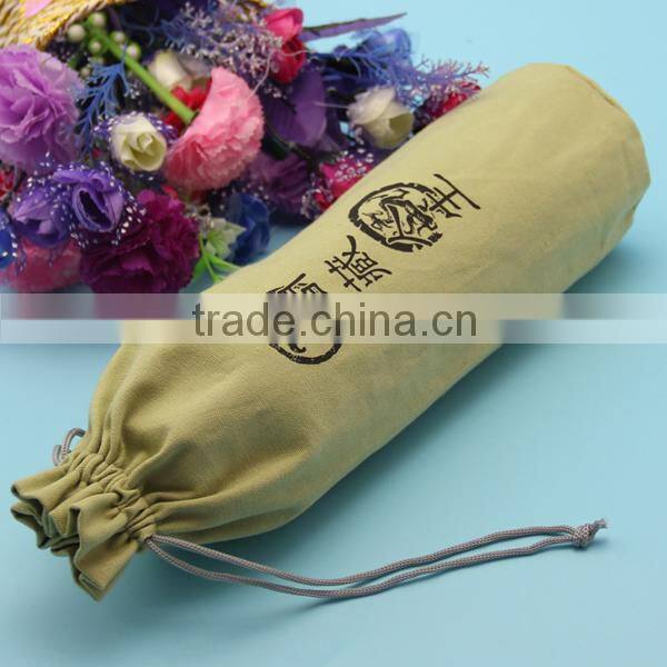 Customzied size 8OZ canvas Small Wine Cotton Pouch Bag with logo printing