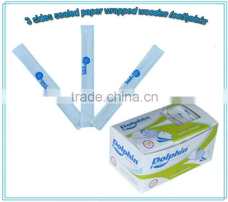3 sides sealed paper wrapped wooden toothpick in China factory