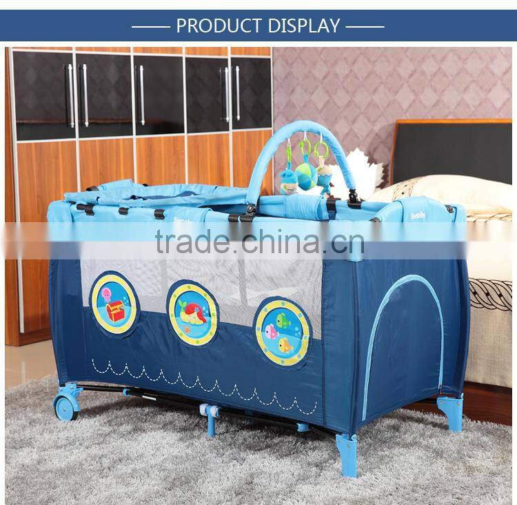 Multi-function baby playpen/playard, baby cot bed with cartoon pattern