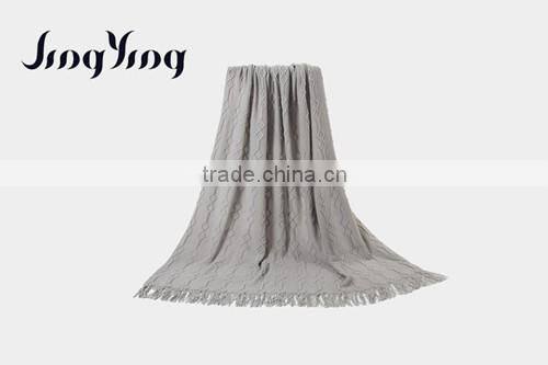 Comfortable and super soft 100% Acrylic grey jacquard crochet blanket