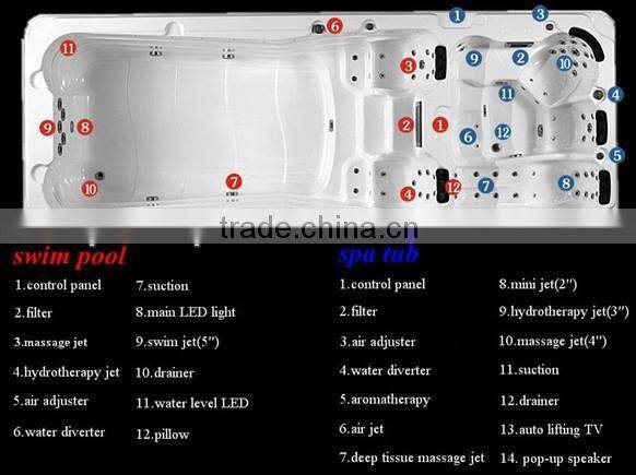 Swimming spa pool with large size outdoor use swimming massage spa