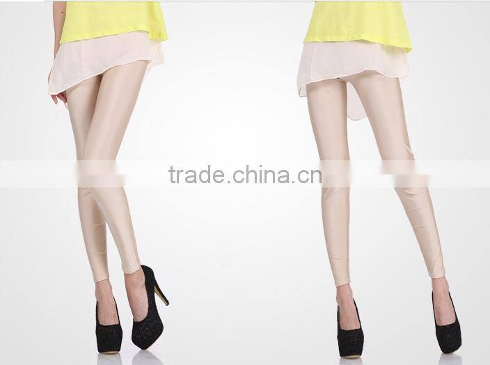 2014 Korean Sexy Ladies High Elastic Leggings Neon Shiny Bright Stretch Tights Colorful Leggings
