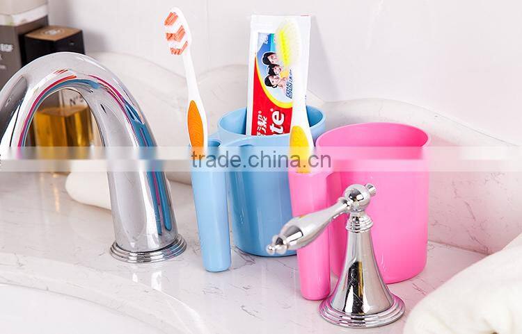 Candy-color washing cup with toothbrush holder 50 ml--blue(8637)