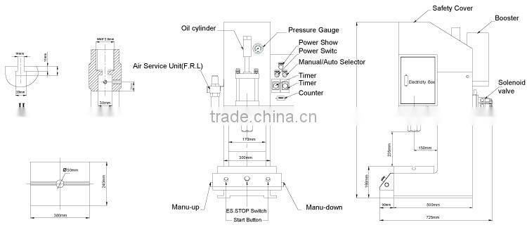 JULY brand C type 15 ton hydro pneumatic press machine with capacity