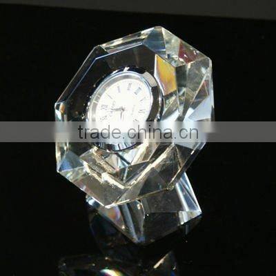 fashion octangle mini crystal clock