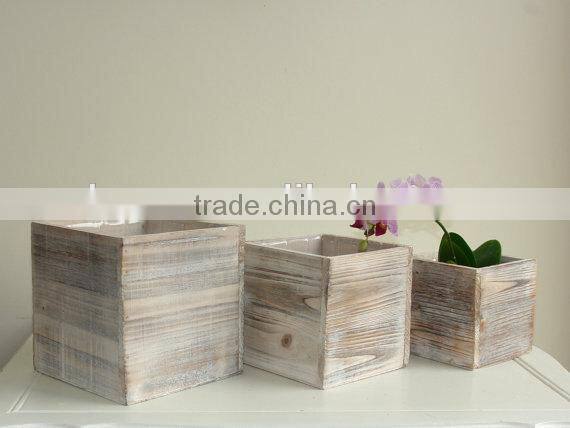 Rustic Little wooden plant Wooden Flower Holder Stand Pot