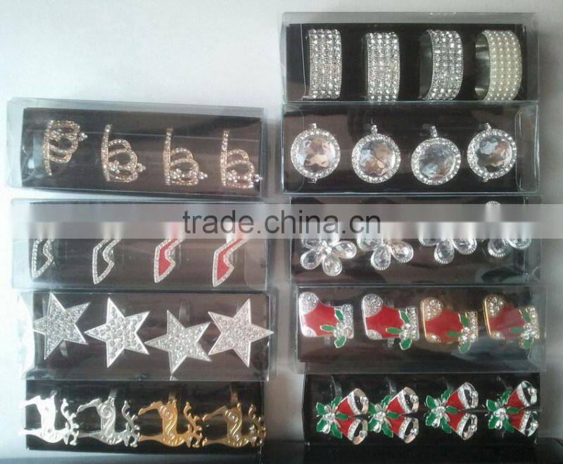 decorative butterfly zinc alloy napkin ring with rhinestones