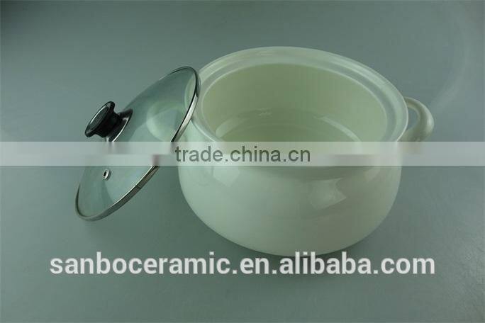 Cheap ivory white ceramic soup tureen with glass lid