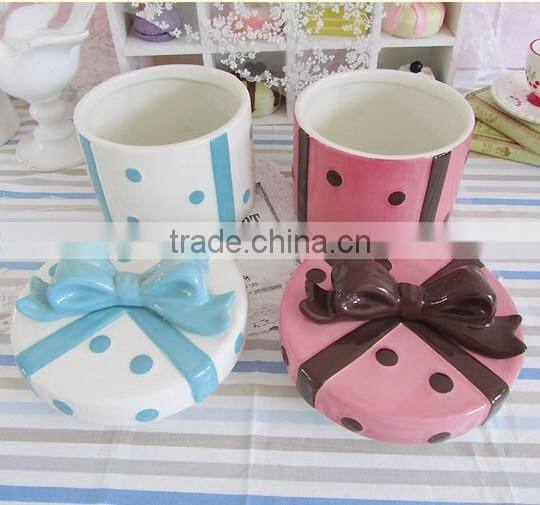 Wedding decora ceramic mini suitcase gift box