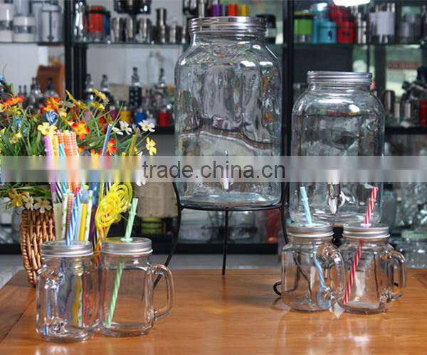 5L glass juice dispenser with brass rack