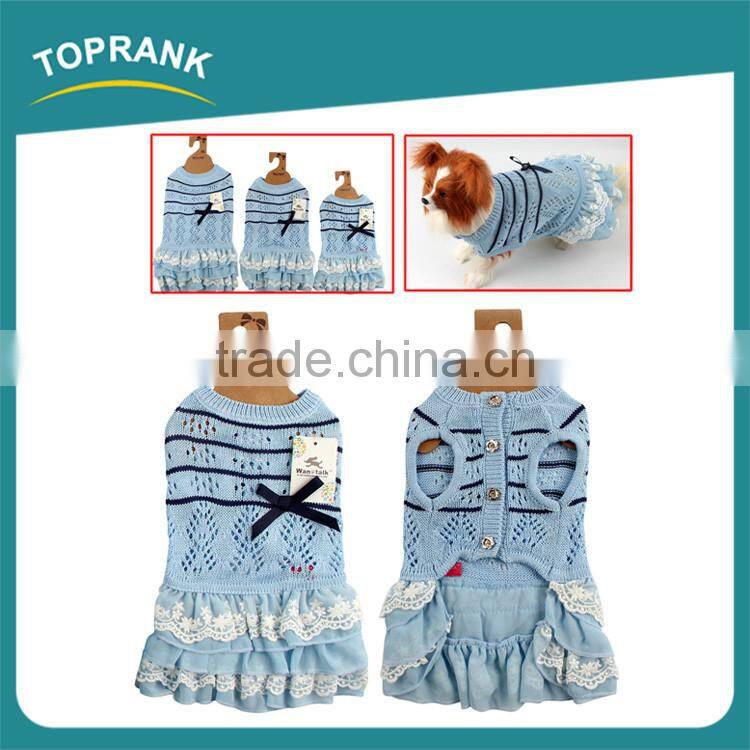 Fashion style knitted sweater blue lace dress lovable female pet accessories dog clothes
