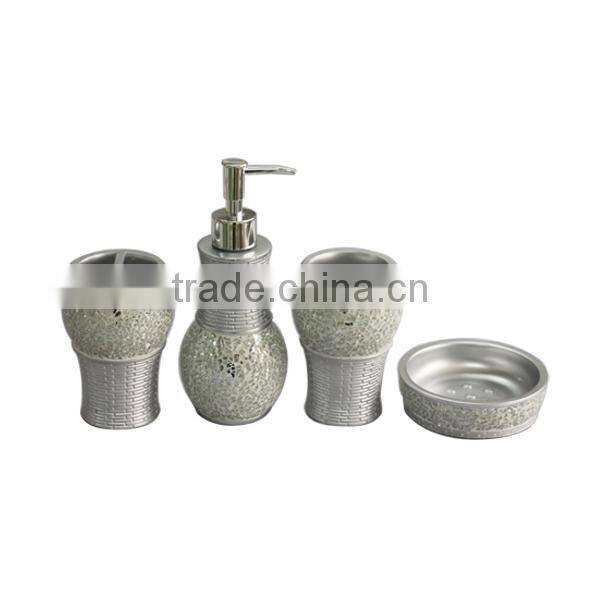 4 PCS Bath accessories sets bronze color Resin Cracked Glass Tumbler