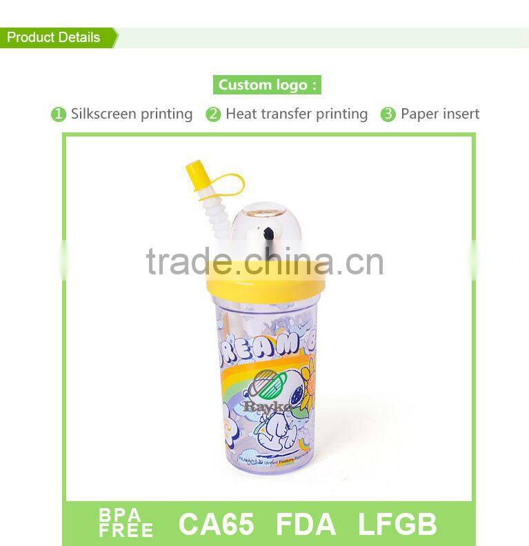10OZ Kids straw smart plastic mug with curl straw