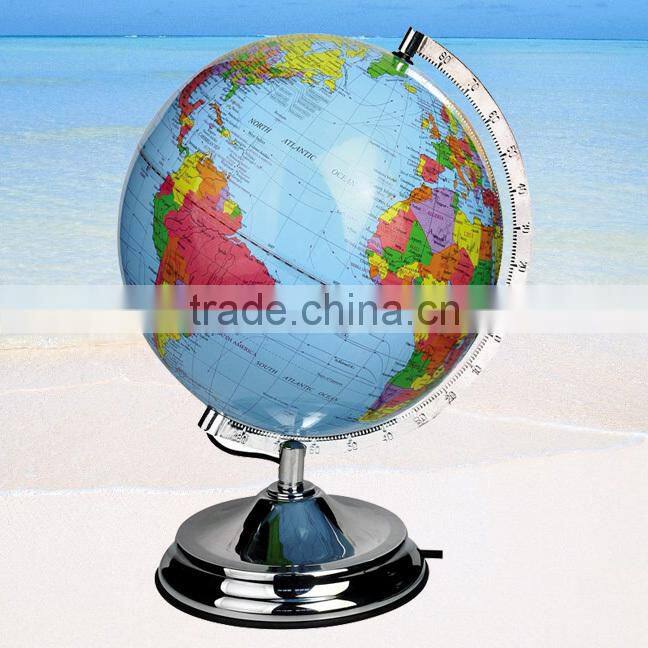 Quality educational 250mm plastic rotating world globe with light