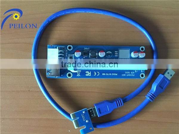 Mining bitcoin 6pin pci-e to pci-e converter card Express USB 3.0 Cable Sata to IDE 6PIN PCI-E Molex Risers with Power Supply