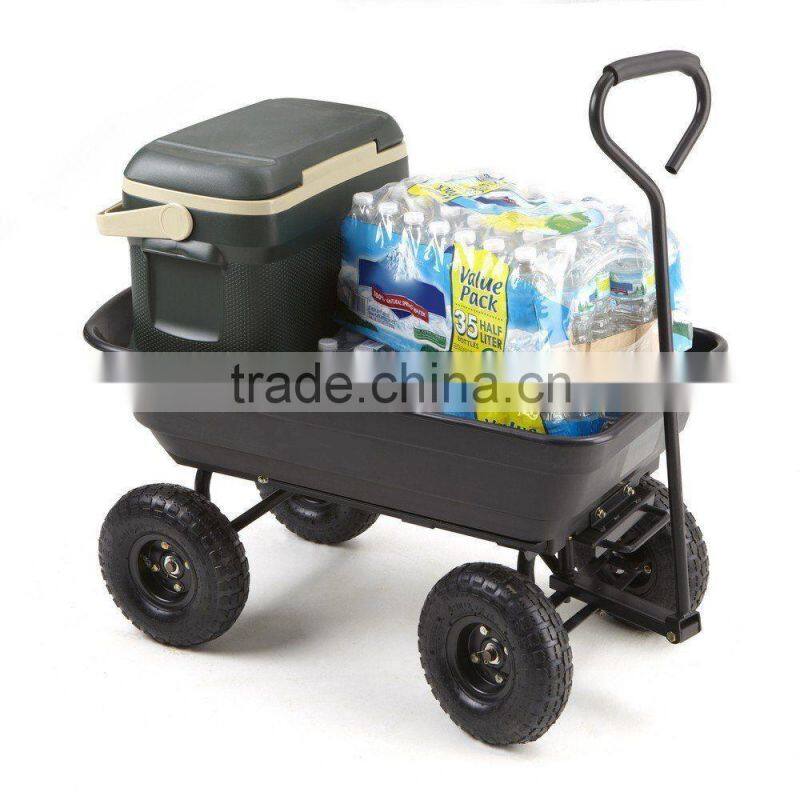 GDC-01 Steel Frame Pneumatic Tires 650 lb Capacity Black Poly Garden Dump Cart