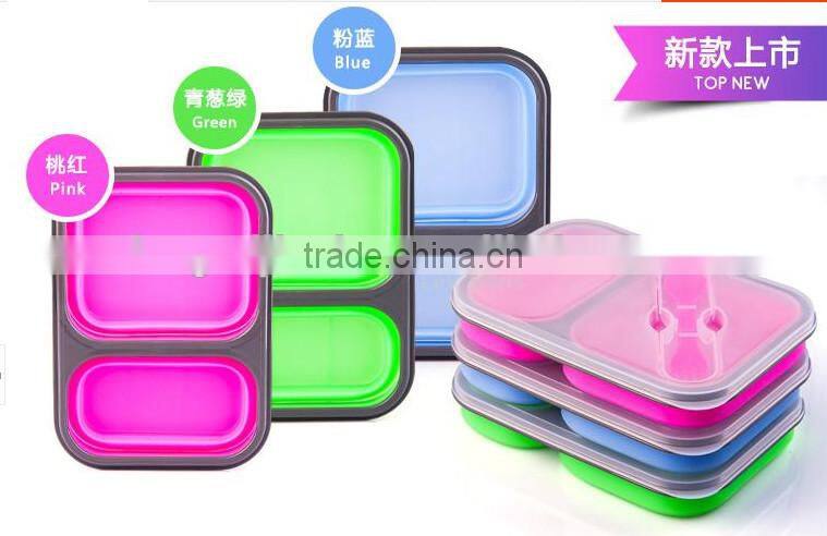 The Large Size Silicone Pack Away Lunch Box Folds Flat