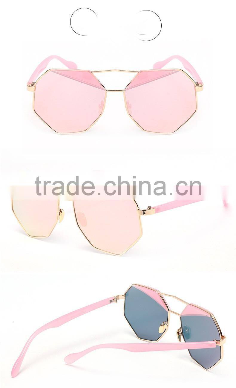 2016 New fashion dazzle colour hexagon sunglasses fine really membrane cycling beach sunglasses outdoor sports mirror