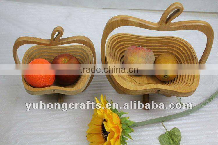 100% Bamboo Made Apple Shape Folding Fruit Basket