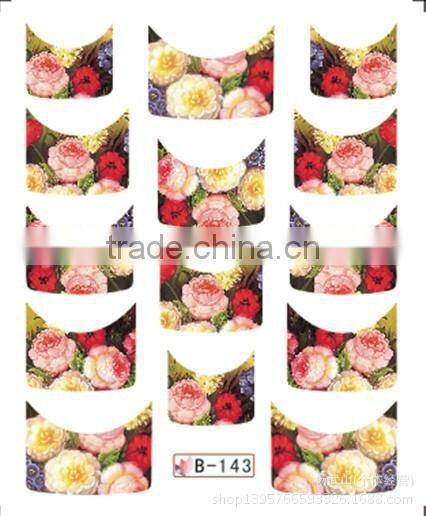 French half watermark fiower painting nails stick ,DIY Fashion Nail art