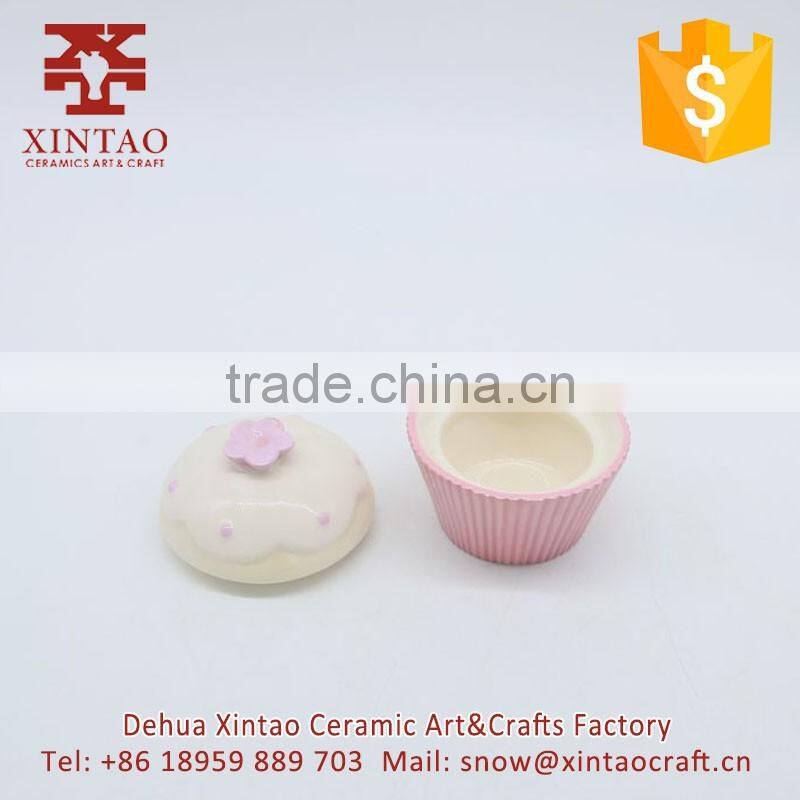 Wholesale Printed Cupcake Shaped Ceramic Jewelry Box