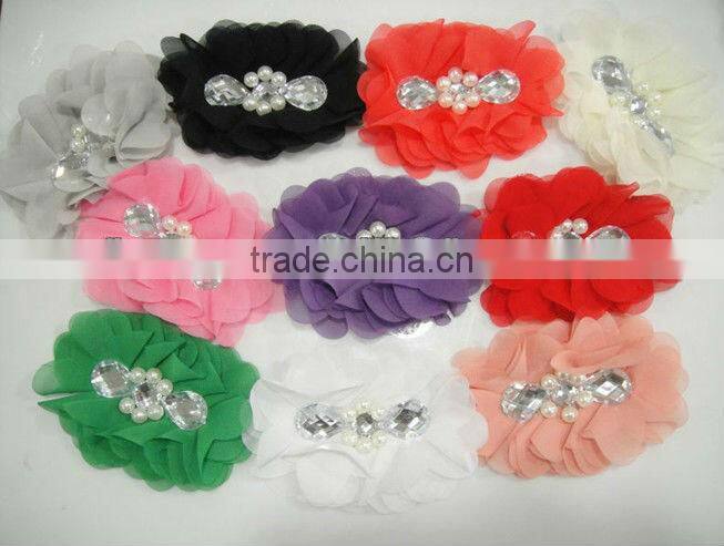 CF0438 2013 New designs shabby wholesale chiffon flower for girl dress