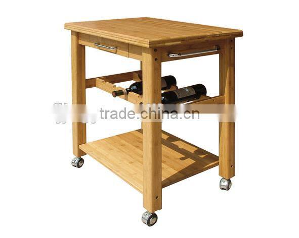 bamboo dining cart with four movable feet