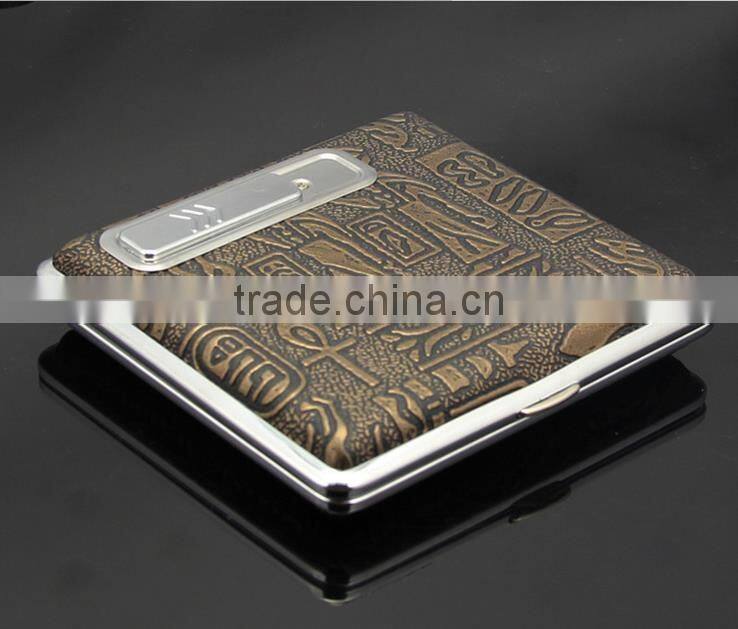 Multicolor metal cigar tin box with electronic lighter