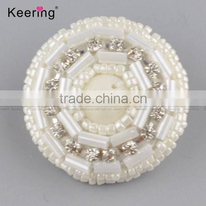 wholesale custom white beaded rhinestone buttons for clothing WBKA-294