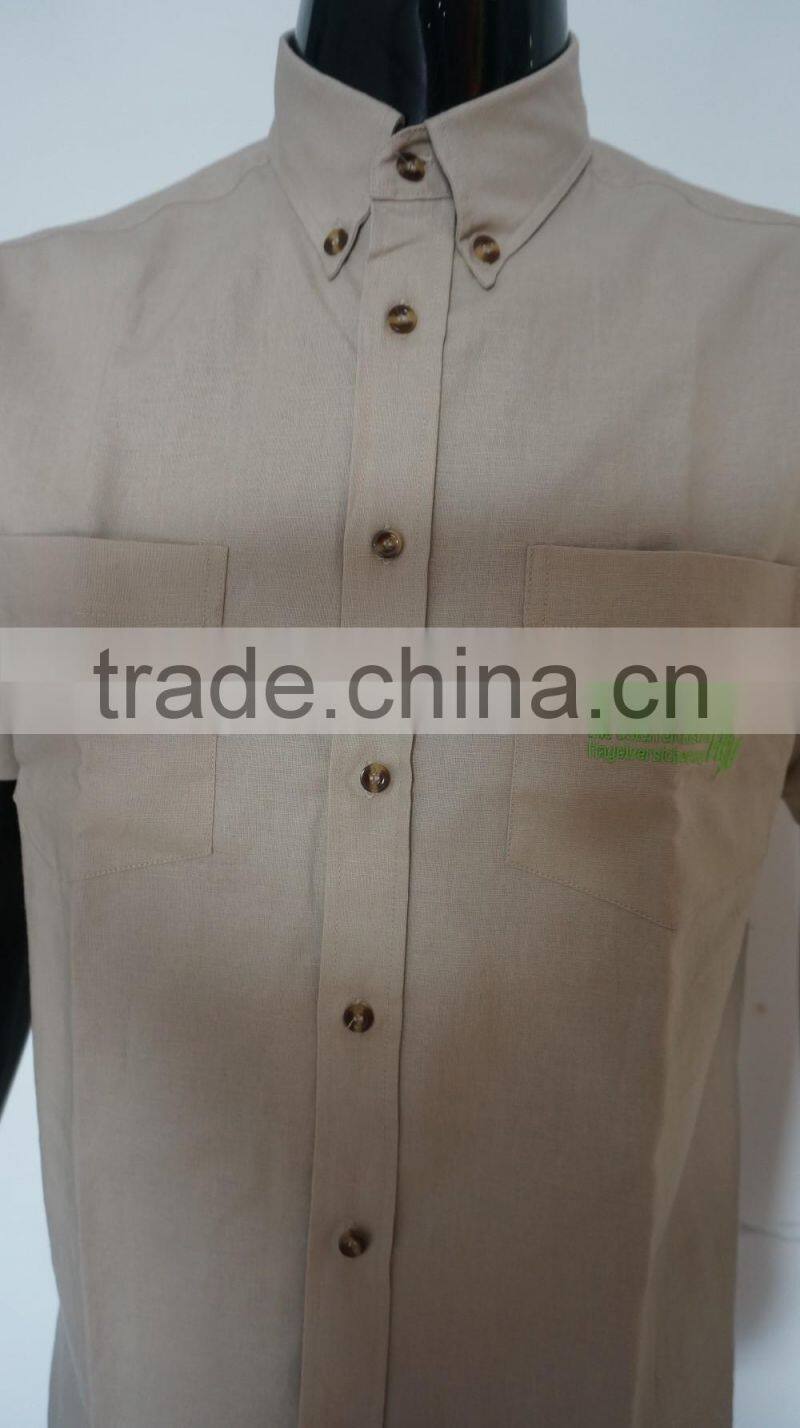 2017 OEM design cotton&linen men's short sleeve shirt