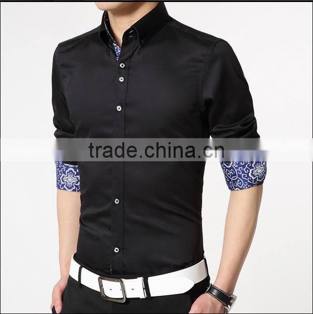fashion cotton slim fit custom men shirt (201501)