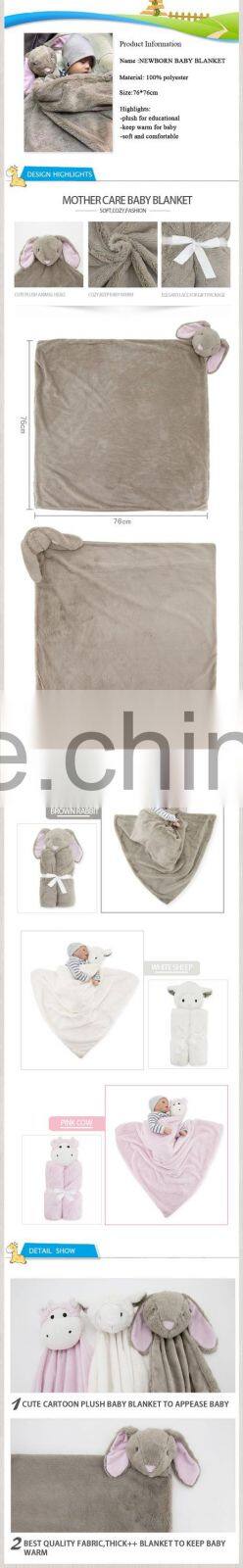 Retail Baby Product Soft Thick Coral Fleece Push Cow Toy Baby Heated Blanket