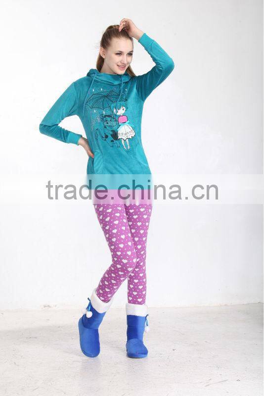 High quality winter sport ladies apparel velour tops