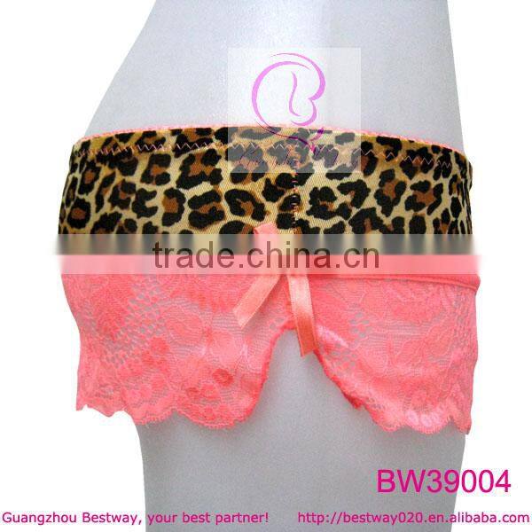 Ladies fashion cute leopard & lace short panties very sexy hot sale