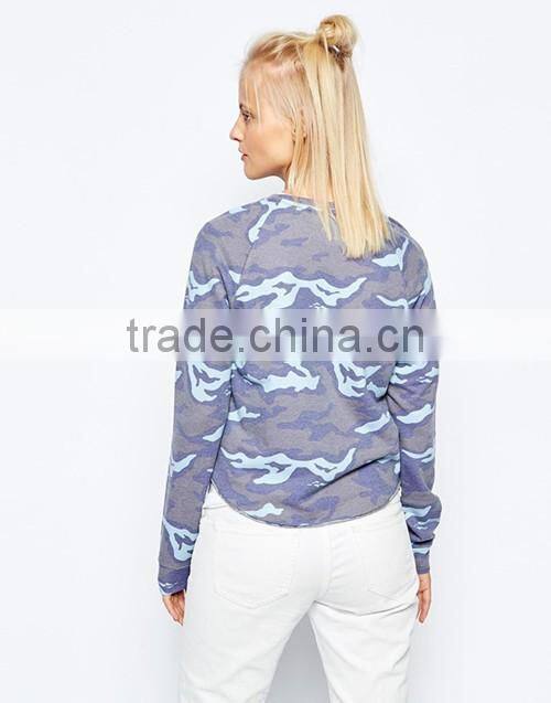 Custom women all over camo print sweatshirt without hoodie