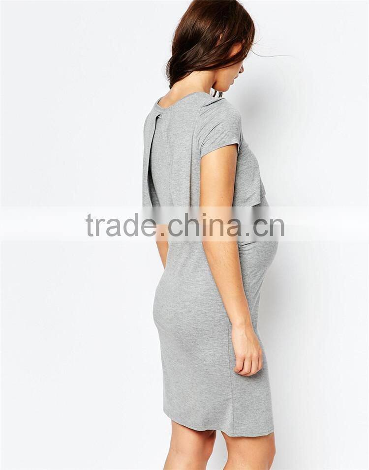 Double layer bodycon maternity wear dress wholesale plain maternity wear clothes