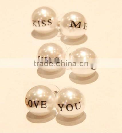 personalized letter/words stamped pearl dangle earrings, custom logo stamped pearl dangle earring jewelry, best promotional gift